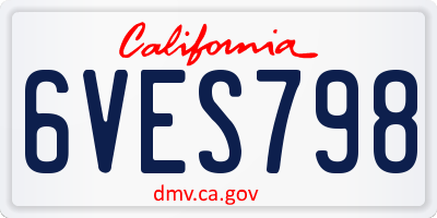 CA license plate 6VES798