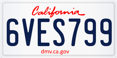 CA license plate 6VES799