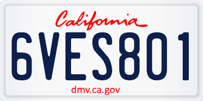 CA license plate 6VES801