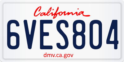 CA license plate 6VES804