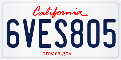 CA license plate 6VES805