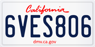 CA license plate 6VES806