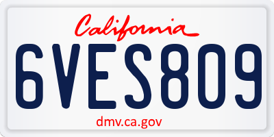 CA license plate 6VES809