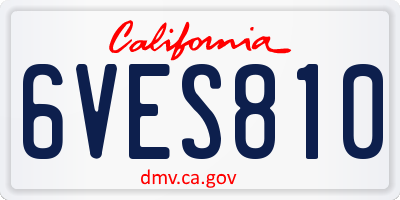 CA license plate 6VES810