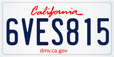 CA license plate 6VES815