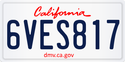 CA license plate 6VES817
