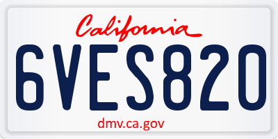 CA license plate 6VES820