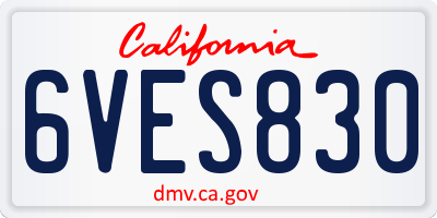 CA license plate 6VES830