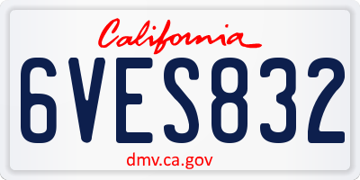 CA license plate 6VES832