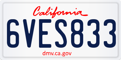 CA license plate 6VES833