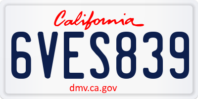 CA license plate 6VES839