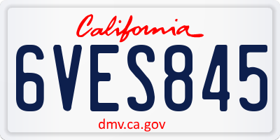 CA license plate 6VES845