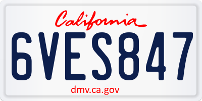 CA license plate 6VES847