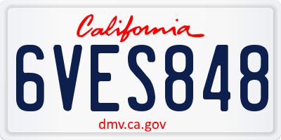 CA license plate 6VES848