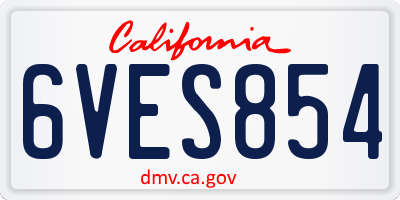 CA license plate 6VES854