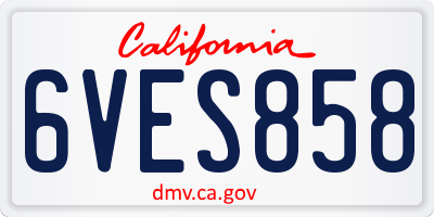 CA license plate 6VES858