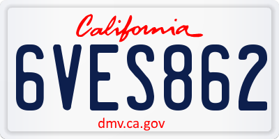 CA license plate 6VES862
