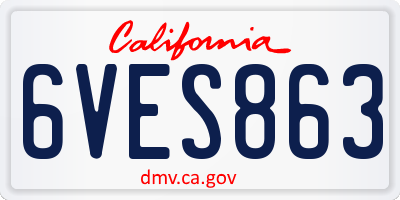 CA license plate 6VES863