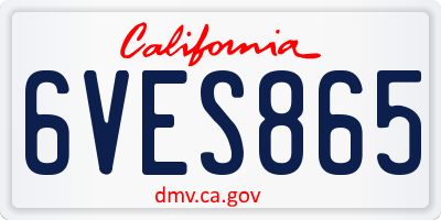 CA license plate 6VES865