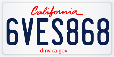CA license plate 6VES868