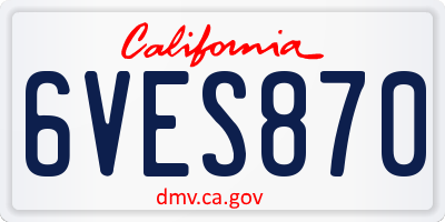 CA license plate 6VES870