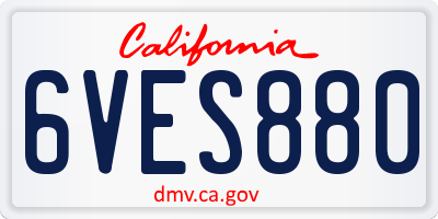 CA license plate 6VES880