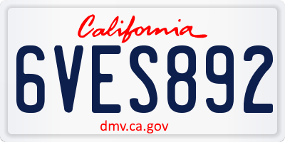 CA license plate 6VES892