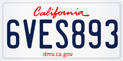 CA license plate 6VES893