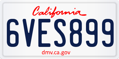 CA license plate 6VES899