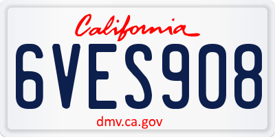 CA license plate 6VES908