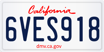 CA license plate 6VES918
