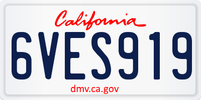 CA license plate 6VES919