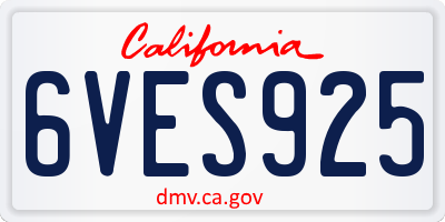 CA license plate 6VES925