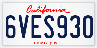 CA license plate 6VES930