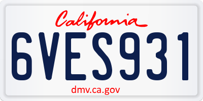 CA license plate 6VES931