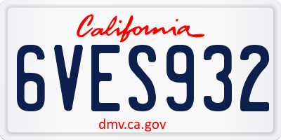 CA license plate 6VES932