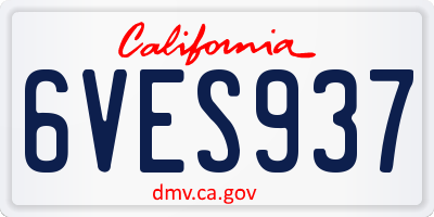 CA license plate 6VES937