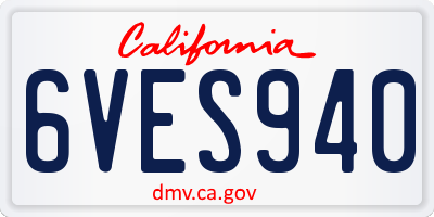 CA license plate 6VES940