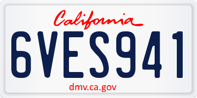 CA license plate 6VES941