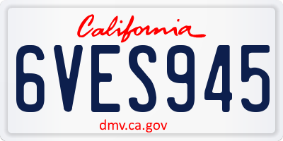 CA license plate 6VES945