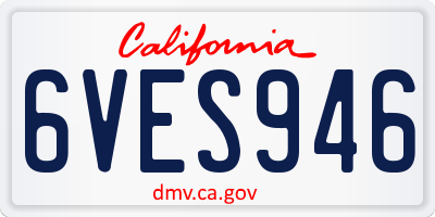 CA license plate 6VES946