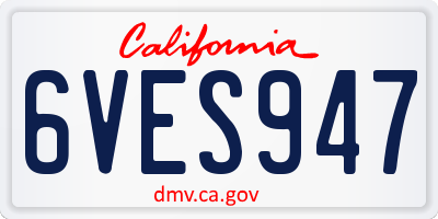 CA license plate 6VES947