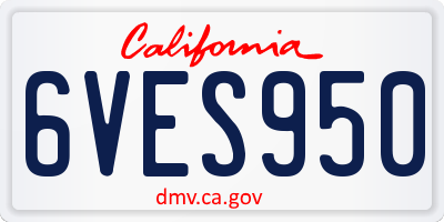 CA license plate 6VES950