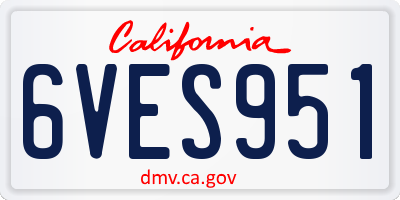 CA license plate 6VES951