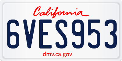 CA license plate 6VES953