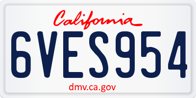 CA license plate 6VES954