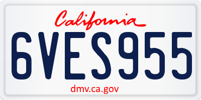CA license plate 6VES955