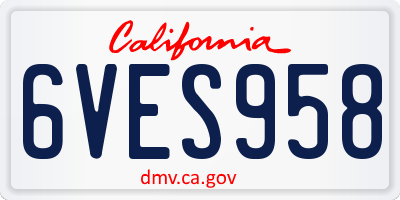 CA license plate 6VES958