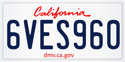 CA license plate 6VES960