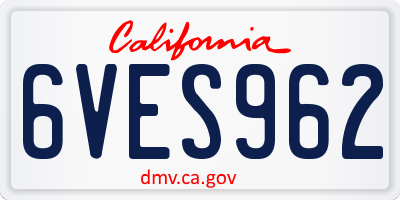 CA license plate 6VES962